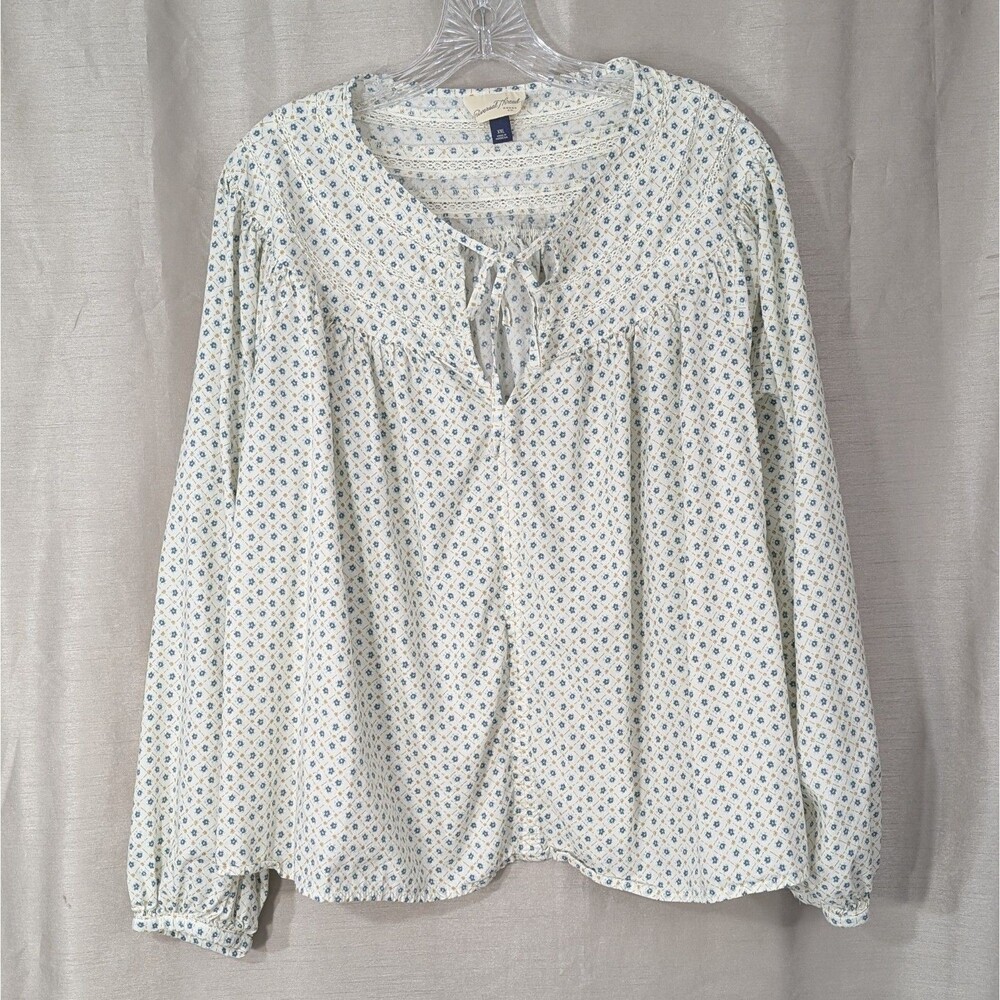 Universal Thread Peasant Top Women's XXL Cream Floral Prairie Blouse Cottagecore